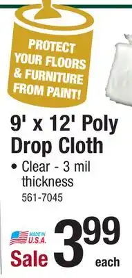 Menards Frost king 9' x 12' 3 mil clear poly plastic drop cloth offer