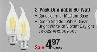 Menards Sylvania truwave natural series 60-watt equivalent b10 soft white dimmable led light bulb - 2 pack offer