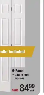 Menards Mastercraft 24w x 80h primed woodgrain 6-panel colonist bi-fold closet door offer