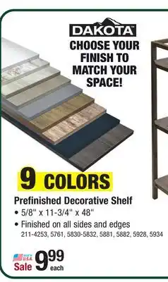 Menards Dakota 5/8 x 11-3/4w x 4'l barnwood prefinished decorative square edge shelf offer