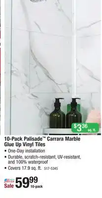 Menards Palisade 23.2 x 11.1 carrara marble glue up vinyl wall/backsplash tile - 10 pack offer