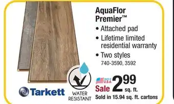 Menards Tarkett aquaflor premier harvest pecan 8-1/32 x 47-5/8 attached pad laminate flooring (15.94 sq.ft/ctn) offer