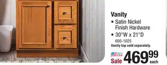 Menards Briarwood woodland 30w x 21d x 34.5h oak cider bathroom vanity cabinet offer