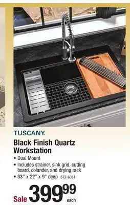 Menards Tuscany dual mount 33 black quartz composite 1-hole single bowl workstation kitchen sink offer