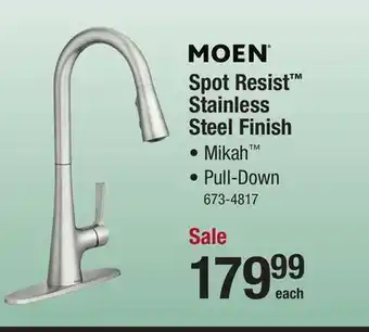 Menards Moen mikah one-handle pull-down spot resist stainless kitchen faucet with power boost offer