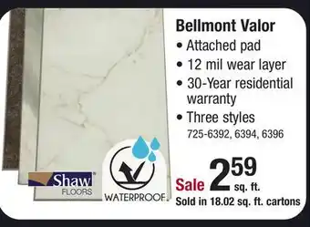 Menards Shaw bellmont valor 12 x 24.01 floating luxury vinyl tile flooring (18.02 sq.ft/ctn) offer