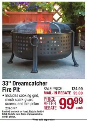 Menards Backyard creations 33 dreamcatcher steel fire pit offer