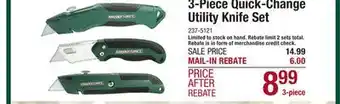 Menards Masterforce quick-change utility knife set - 3 piece offer