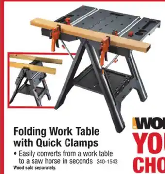 Menards Worx pegasus folding work table with quick clamps offer