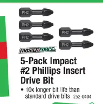 Menards Masterforce impact 1 phillips #2 insert drive bit - 5 pack offer