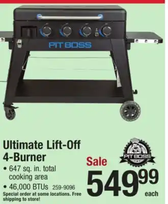 Menards Pit boss ultimate lift-off 4-burner propane gas griddle offer