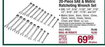 Menards Masterforce control drive sae & metric ratcheting combination wrench set - 20 piece offer