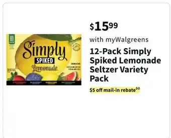 Walgreens 12-pack simply spiked lemonade seltzer variety pack offer