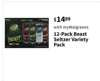 Walgreens 12-pack beast seltzer variety pack offer