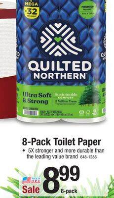Menards Quilted northern ultra soft & strong toilet paper - 8 mega rolls offer