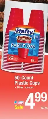 Menards Hefty 18 oz. red party on plastic cups - 50 count offer