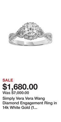 Kohl's Simply vera vera wang diamond engagement ring in 14k white gold (1 ct. t.w.) - size: 7 offer