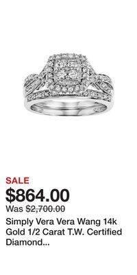 Kohl's Simply vera vera wang 14k gold 1/2 carat t.w. certified diamond square halo engagement ring set - size: 7 offer