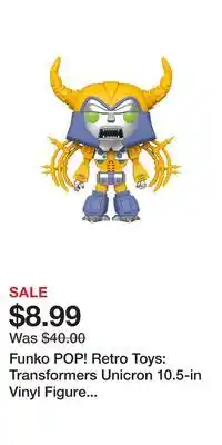 Game Stop Funko pop! retro toys: transformers unicron 10.5-in vinyl figure 2022 san diego comic con exclusive offer
