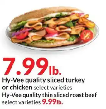 Hy-Vee Hy-Vee quality sliced turkey or chicken offer