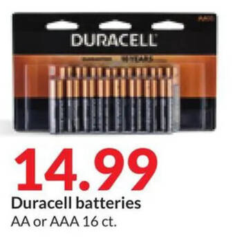 Hy-Vee Duracell batteries AA or AAA 16 ct. offer
