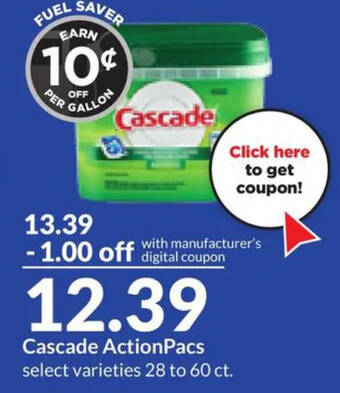 Hy-Vee Cascade Action Pacs select varieties 28 to 60 ct. offer