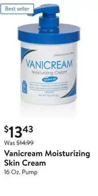 Walmart Vanicream moisturizing skin cream offer
