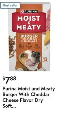 Walmart Purina moist and meaty burger with cheddar cheese flavor dry soft dog food pouches offer