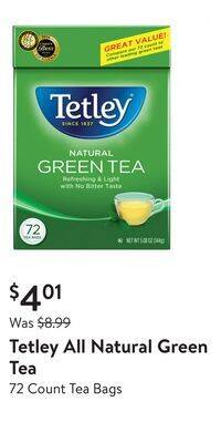 Walmart Tetley all natural green tea offer
