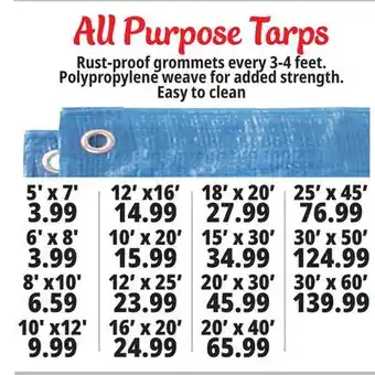 Ocean State Job Lot All purpose tarps offer