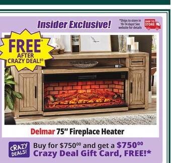 Ocean State Job Lot Delmar 75 fireplace heater offer