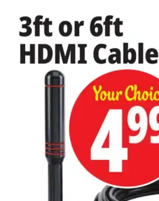 Ocean State Job Lot 3ft or 6ft hdmi cable offer