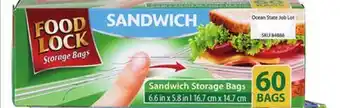 Ocean State Job Lot Food lock zip close sandwich storage bags, 60 count offer