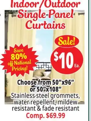 Ocean State Job Lot Indoor/outdoor single panel curtains offer