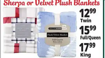 Ocean State Job Lot Sherpa or velvet plush blankets offer