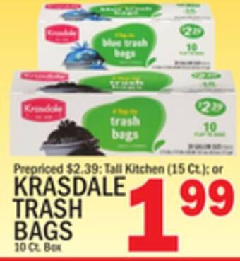 C Town Krasdale trash bags, 10 ct. box offer
