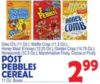 Bravo Supermarkets Post pebbles cereal 11 oz. boxes offer