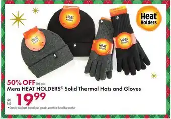 Boscov's Mens heat holders solid thermal hats and gloves offer