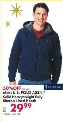 Boscov's Mens u.s polo assn. solid heavyweight fully sherpa-lined hoods offer