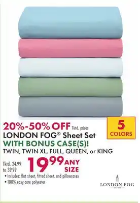 Boscov's London fog sheet set offer