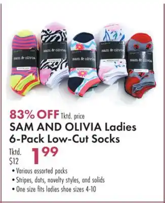 Boscov's Sam and olivia ladies 6-pack low-cut socks offer