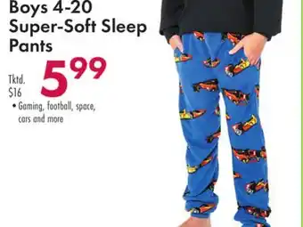 Boscov's Boys 4-20 super-soft sleep pants offer