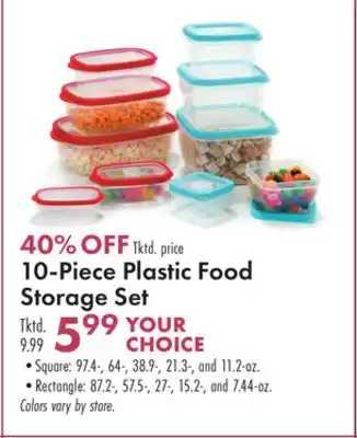 Boscov's 10-piece plastic food storage set offer