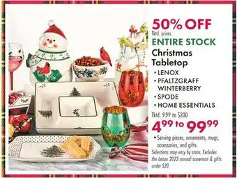Boscov's Entire christmas tabletop offer