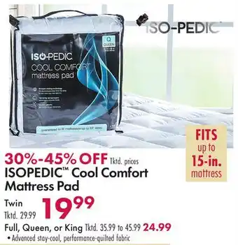 Boscov's Isopedic cool comfort mattress pad offer