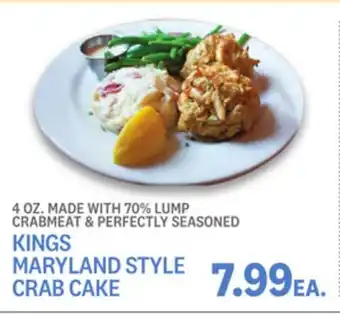 Kings Food Markets Kings maryland style crab cake offer