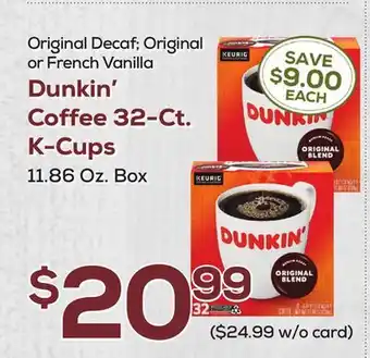 DeCicco & Sons Dunkin' coffee 32-ct. k-cups offer