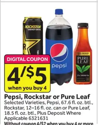 Stop&Shop Pepsi, rockstar or pure leaf offer