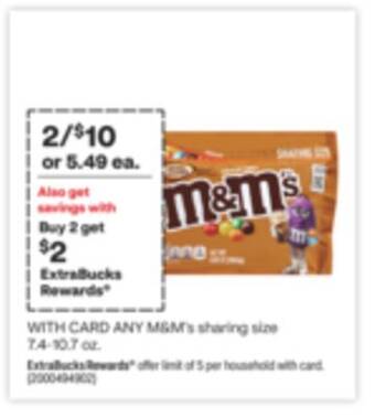 CVS Any m & m' s sharing size 7.4-10.7 oz offer