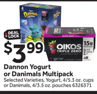 Stop&Shop Dannon yogurt or danimals multipack offer